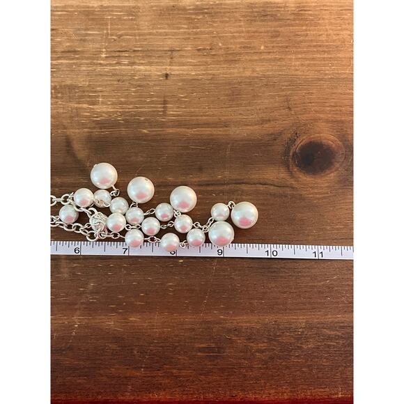 WHBM Necklace Lot 4pc Crystal Pearl Statement Layered Silver Tone - Picture 12 of 15